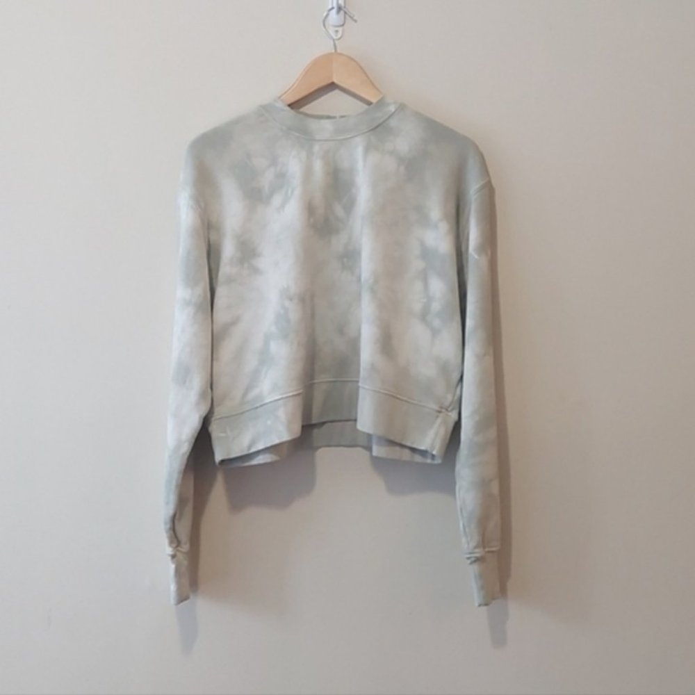 Jonathan Simkhai Tie Dye Cropped Sweatshirt in Eucalyptus Tie Dye Nwt